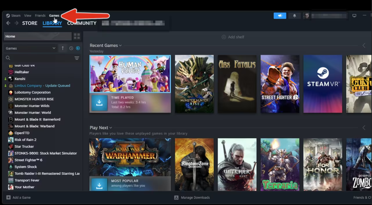 Log into your Steam account